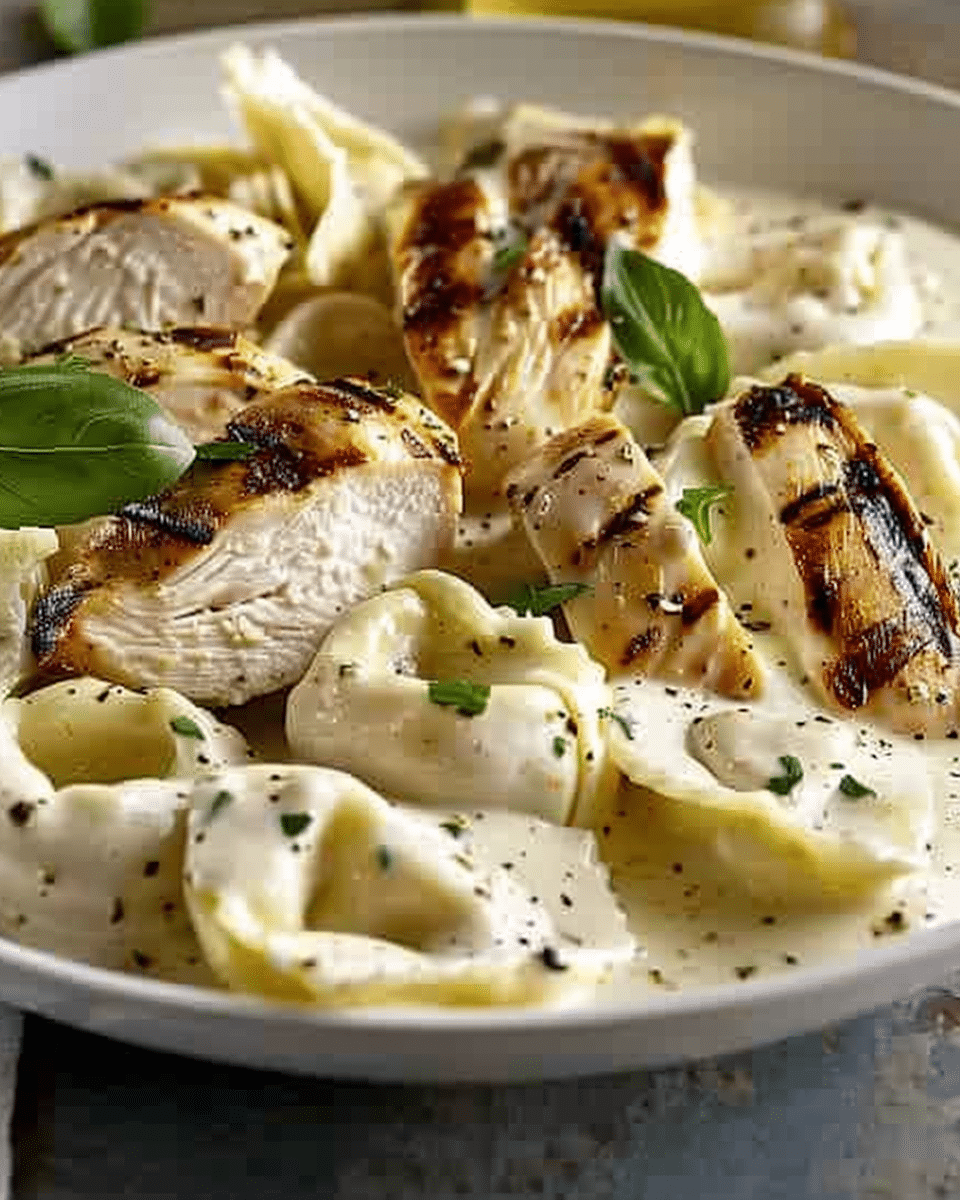 Asiago Tortellini Alfredo with Grilled Chicken