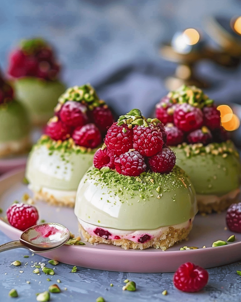 Pistachio and Raspberry Cheesecake Domes Recipe