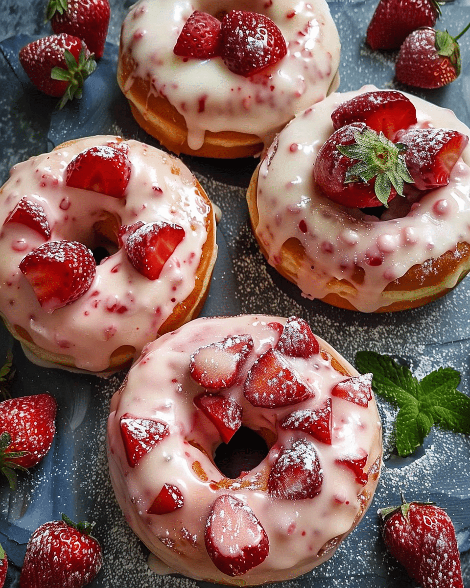 Strawberries & Cream Glazed Donuts