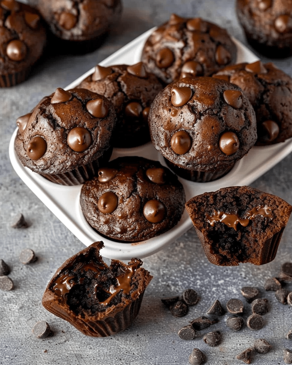Moist Double Chocolate Chip Muffins