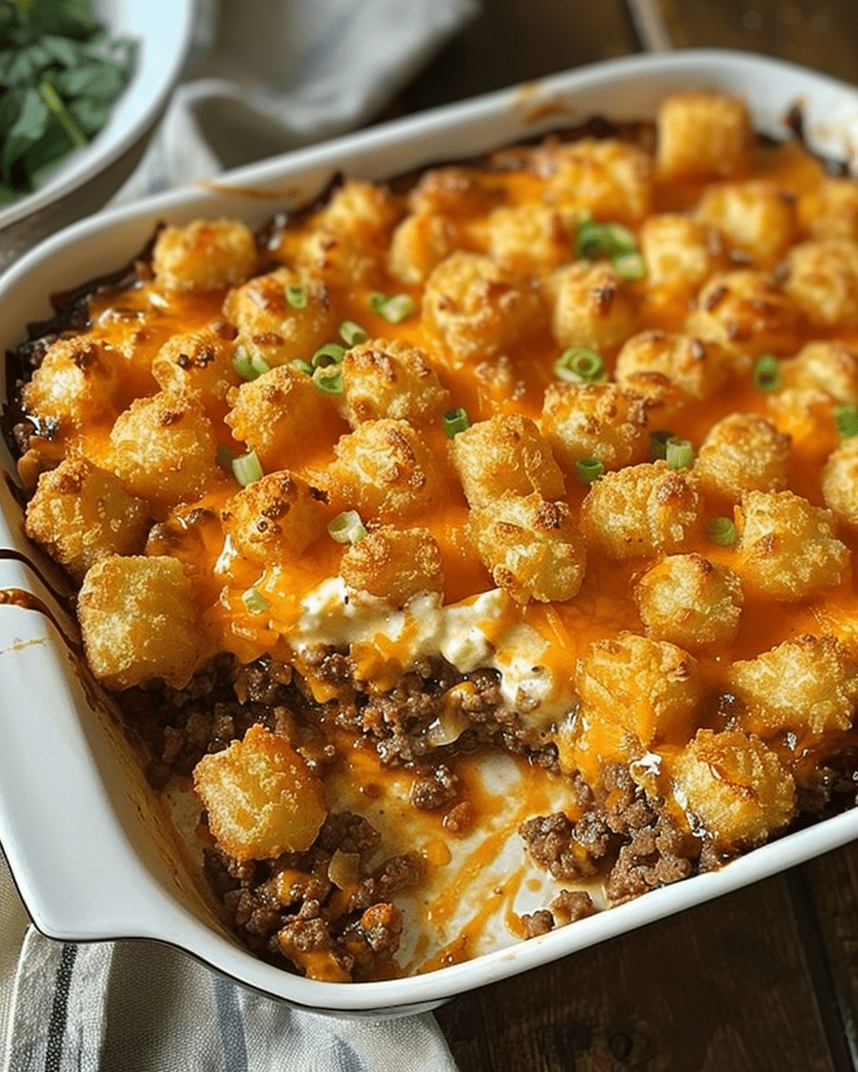 Tater Tot Casserole with Ground Beef