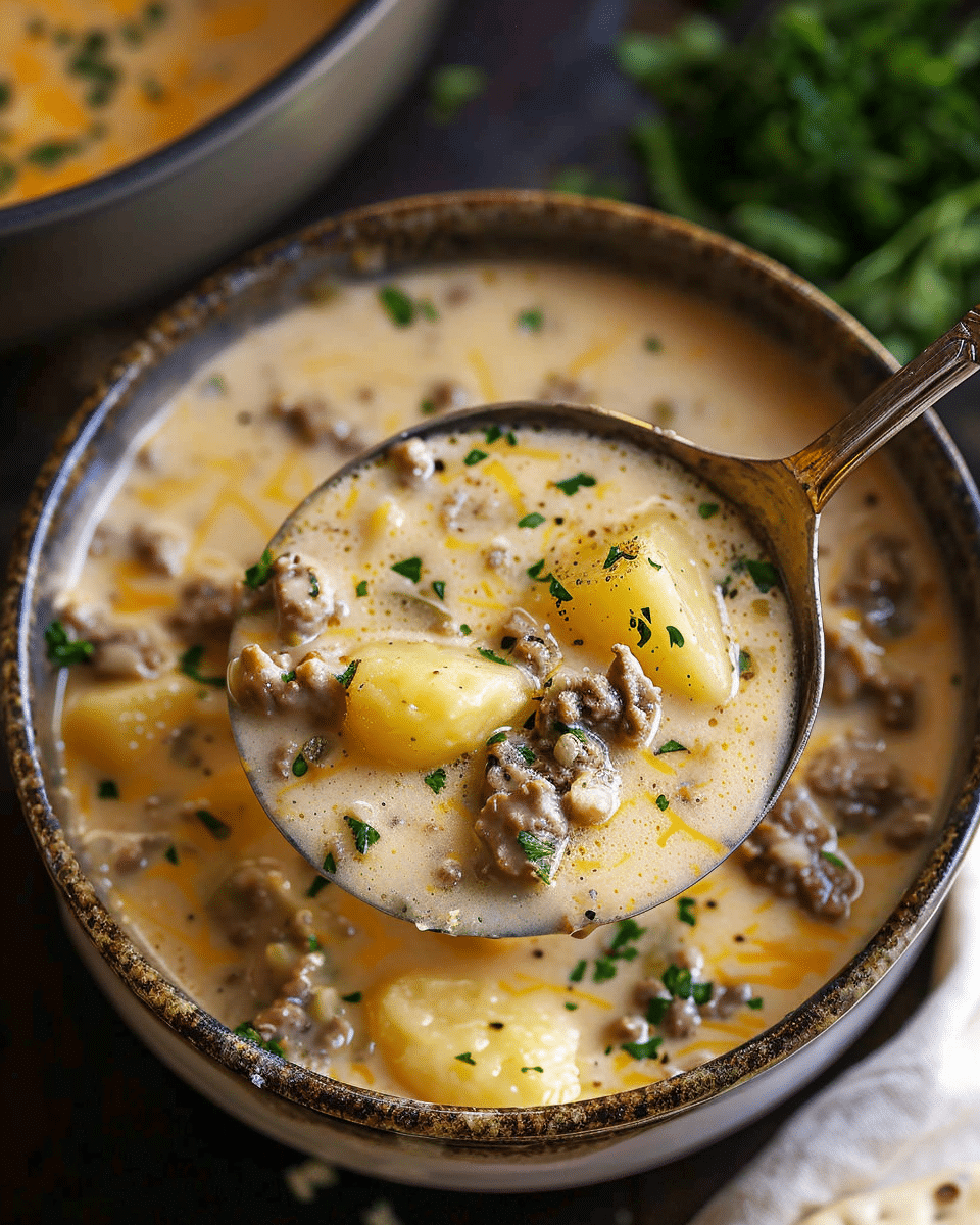 Cheesy Beef and Potato Soup
