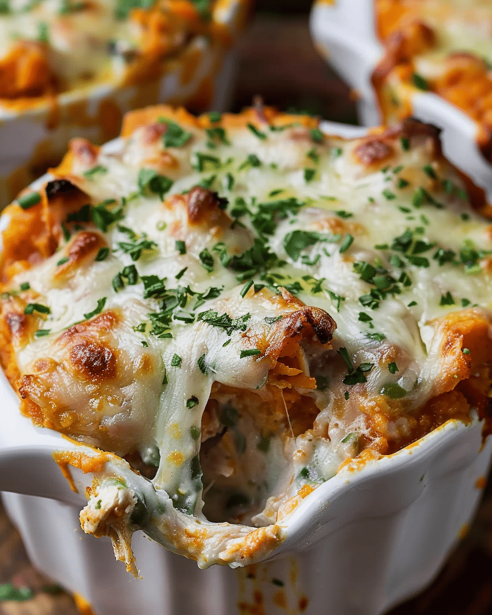Buffalo Chicken Sweet Potato Casserole