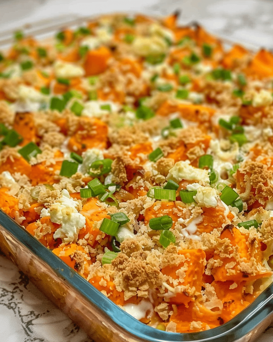 Buffalo Chicken Sweet Potato Casserole