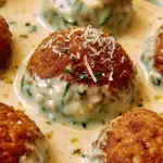 Chicken Ricotta Meatballs with Spinach Alfredo Sauce