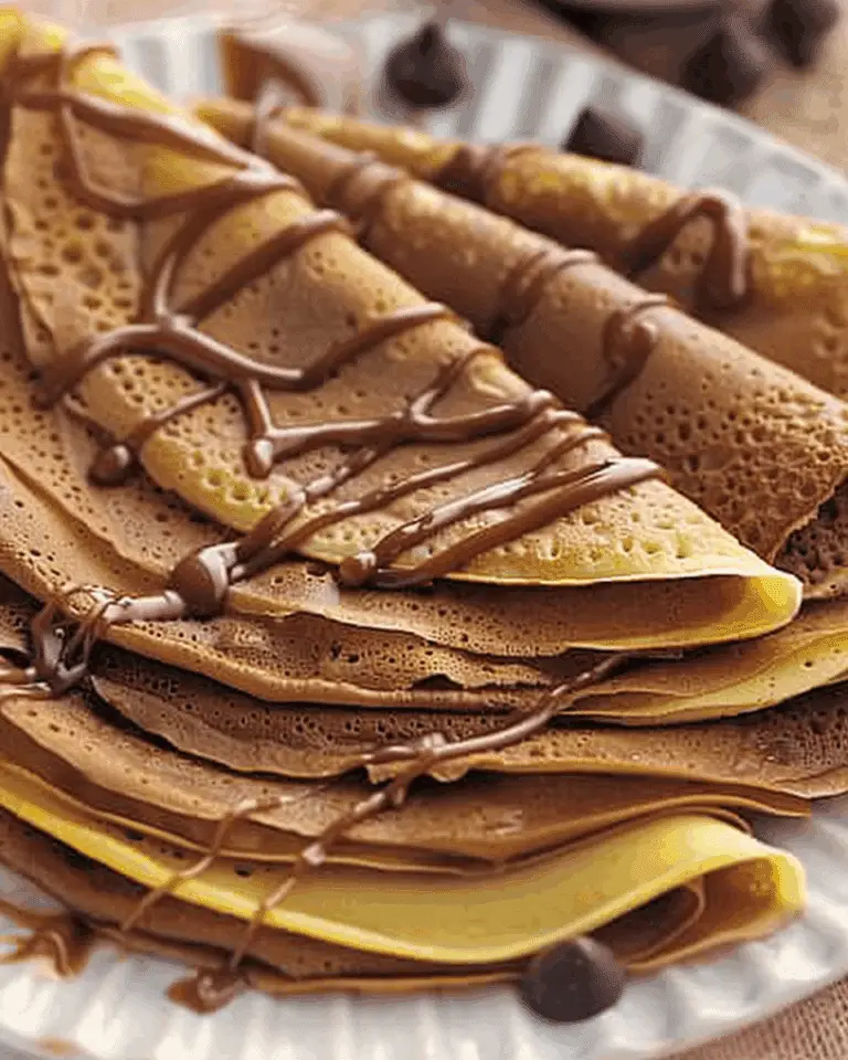 Chocolate Crepes With Caramel Drizzle