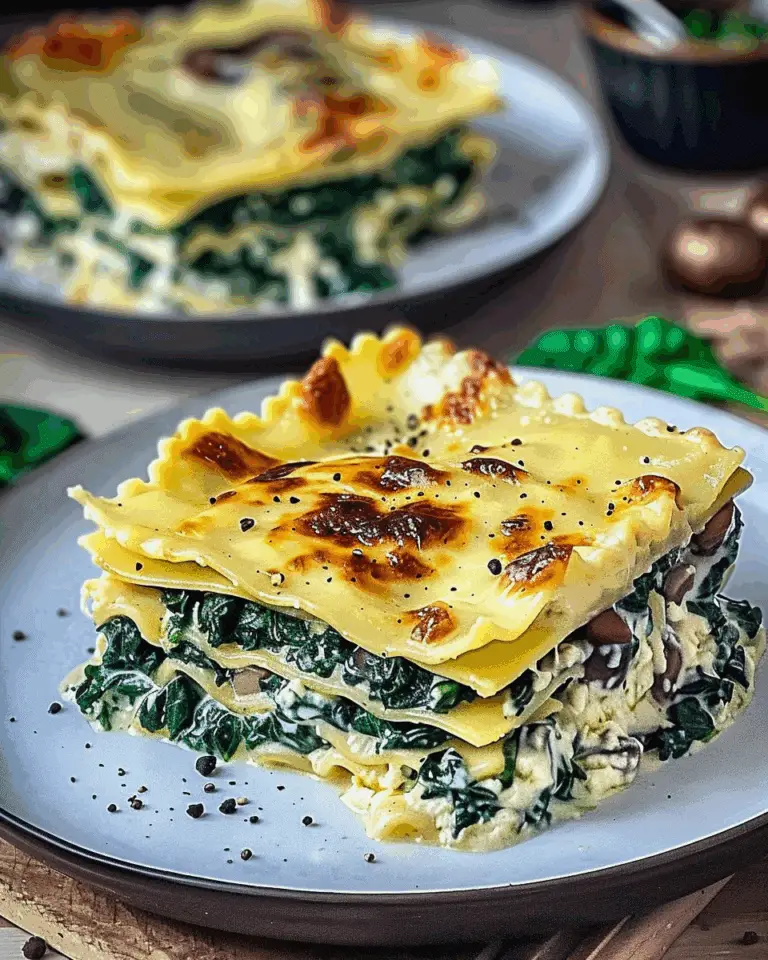 Creamy Spinach & Mushroom Lasagna