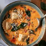 Creamy Tuscan Ravioli Soup