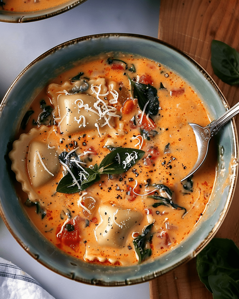 Creamy Tuscan Ravioli Soup