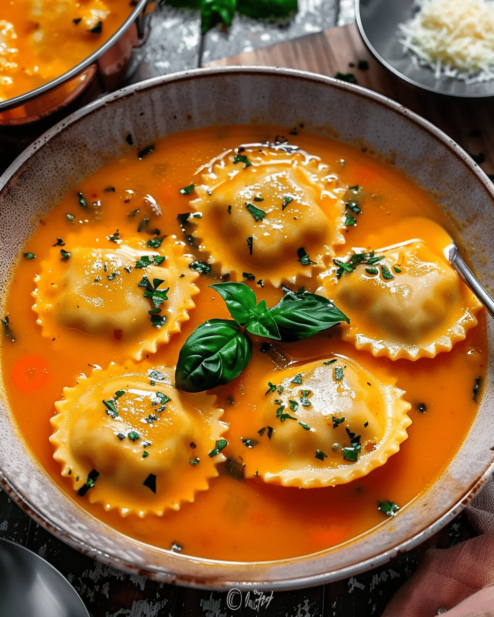 Creamy Tuscan Ravioli Soup