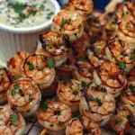 Crispy Honey Garlic Shrimp Skewers with Tangy Lime Dip