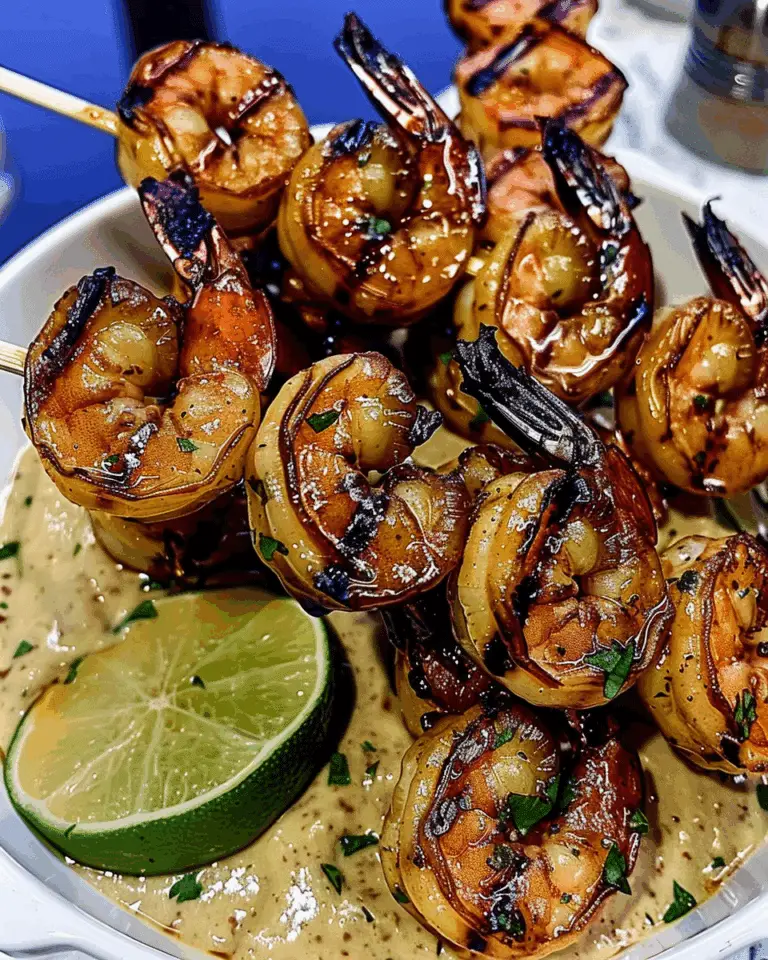 Crispy Honey Garlic Shrimp Skewers with Tangy Lime Dip