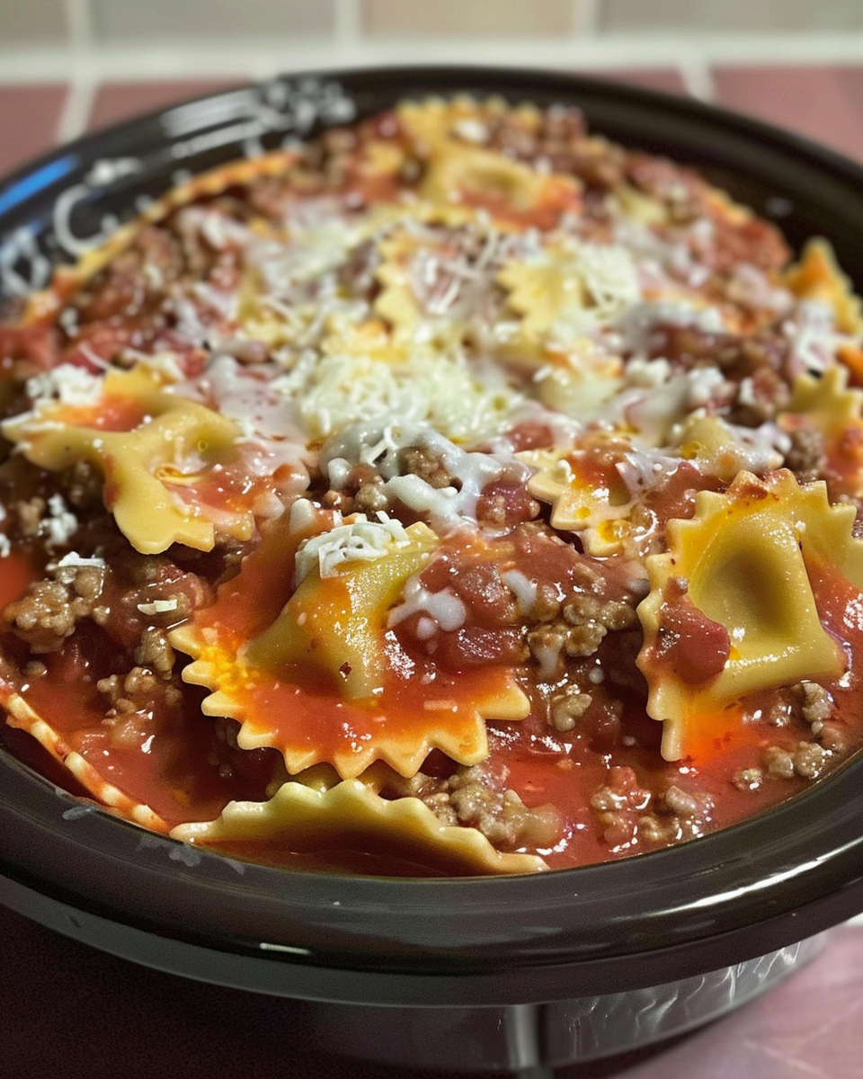 Crockpot Ravioli Lasagna