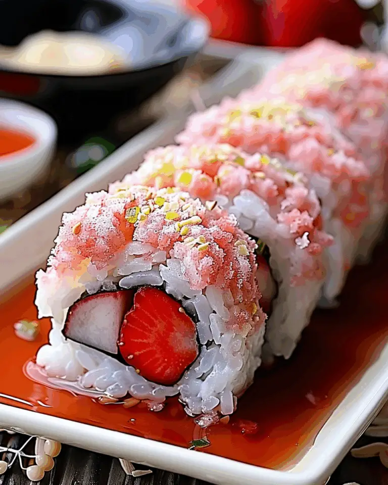 Creative & Cute Strawberry Shortcake Sushi Roll Dessert Recipe