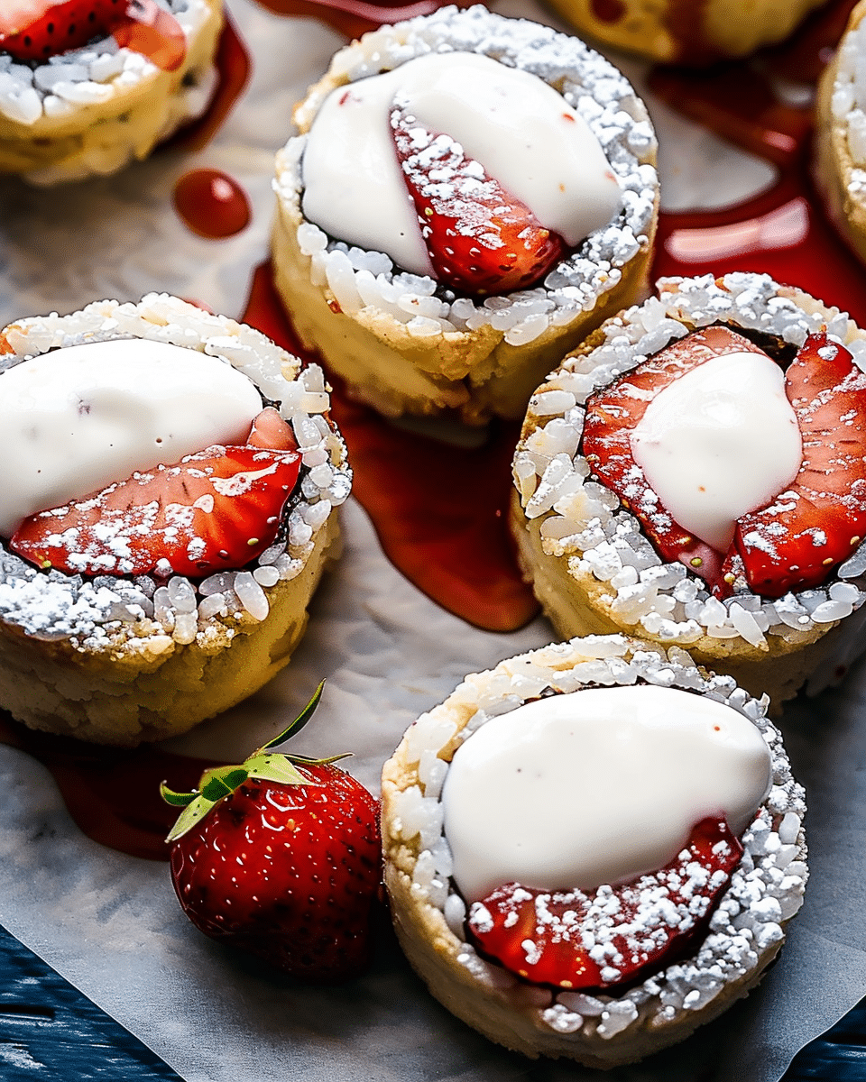 Creative & Cute Strawberry Shortcake Sushi Roll Dessert Recipe