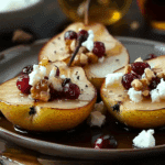 Elegant Baked Pears with Feta, Honey, and Cranberries – A Must-Try Holiday Appetizer
