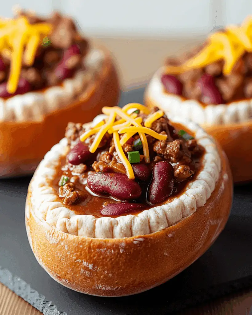 Football-Shaped Beef Chili Bread Bowls : Game Day MVP