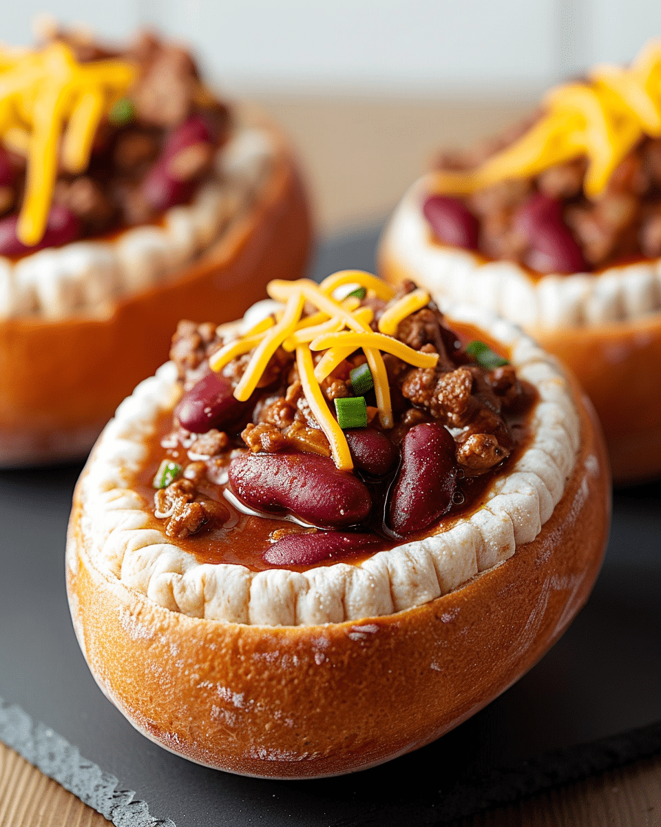 Football-Shaped Beef Chili Bread Bowls : Game Day MVP