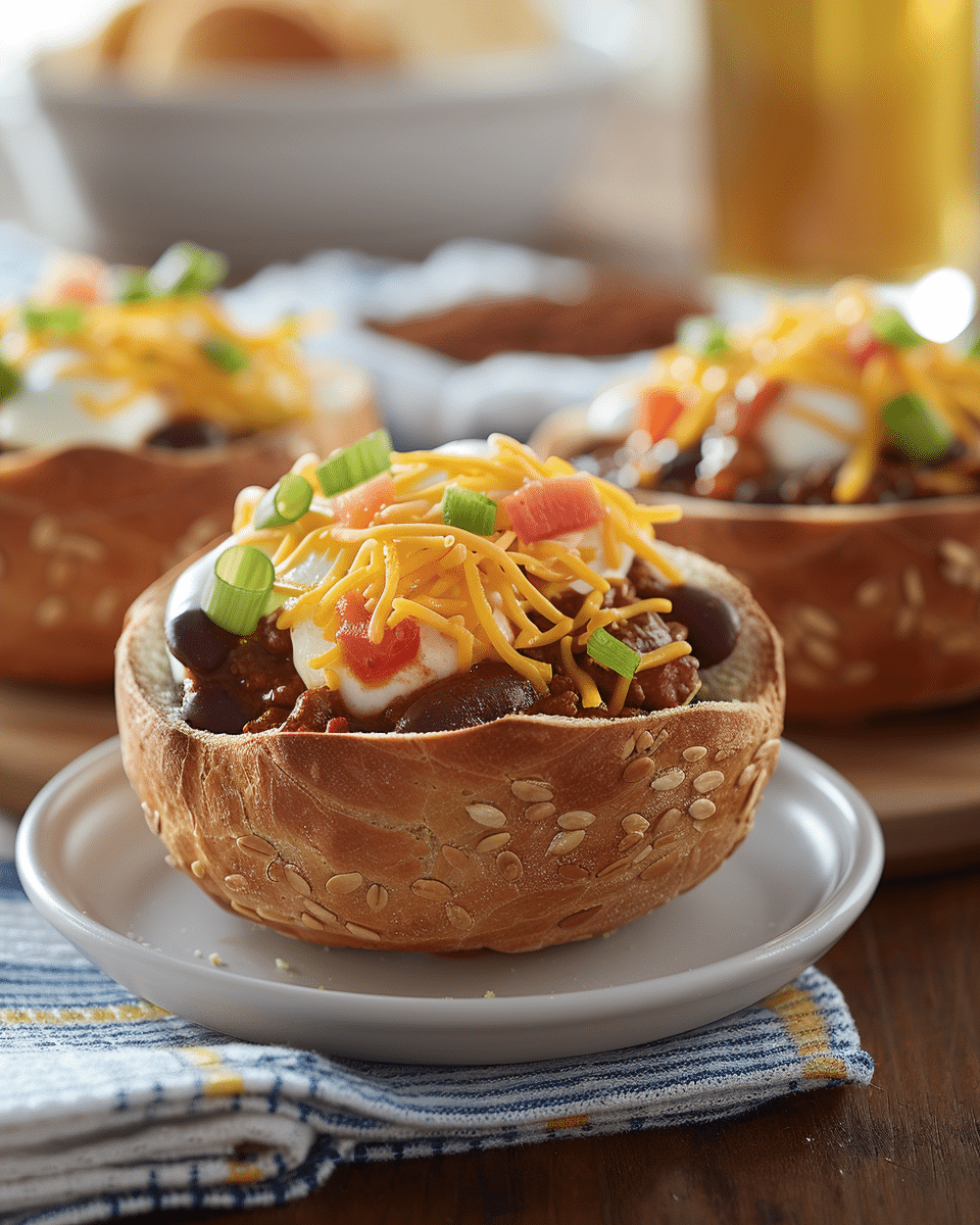 Football-Shaped Beef Chili Bread Bowls : Game Day MVP