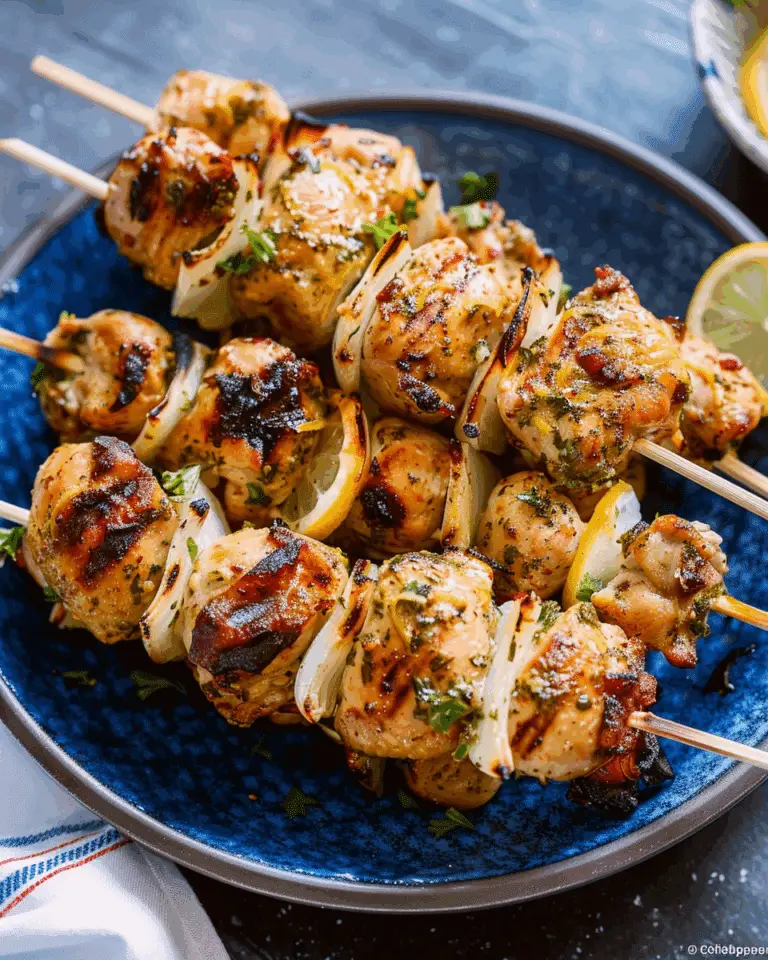Grilled Lemon Garlic Chicken Thigh Skewers