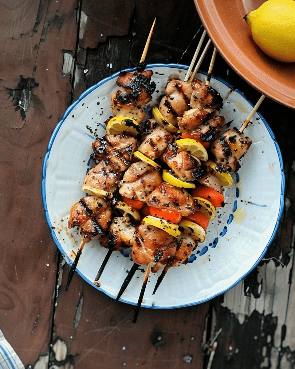 Grilled Lemon Garlic Chicken Thigh Skewers