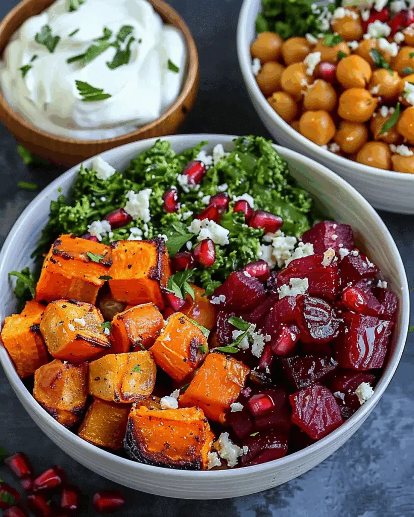 Roasted Vegetable Chickpea Bowl with Tahini Dressing