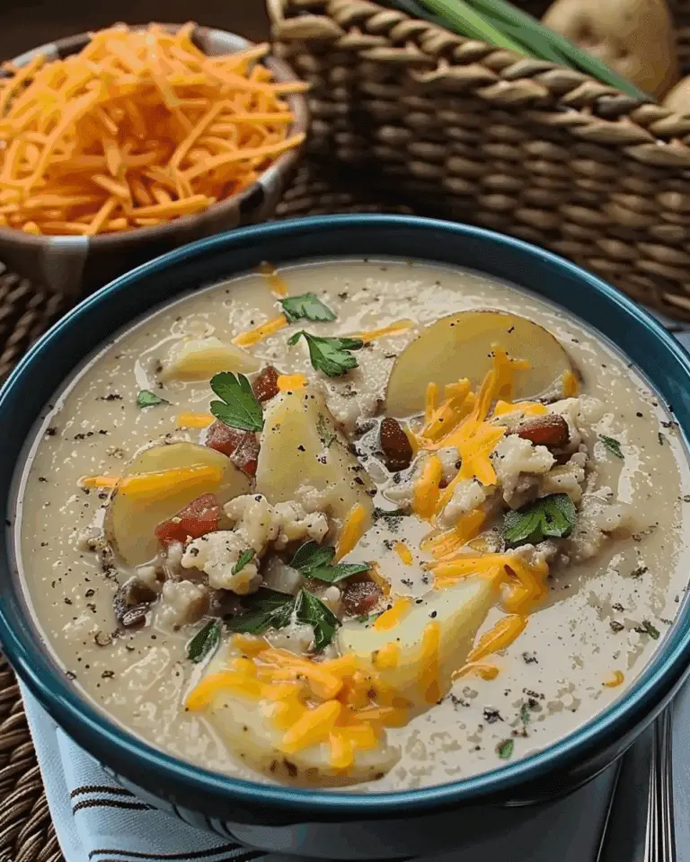 Hearty Cheddar Garlic Herb Potato Soup