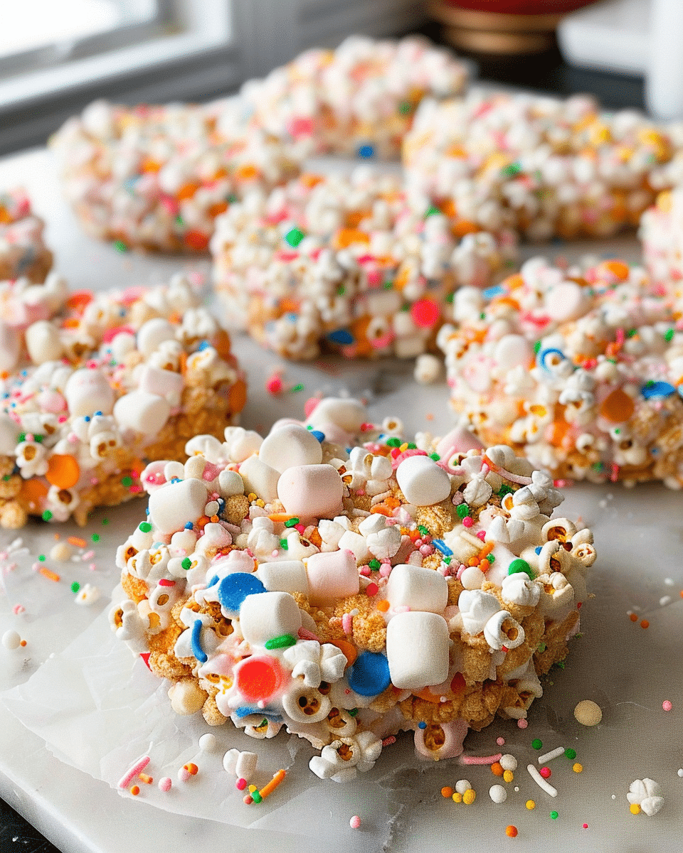 Homemade Funfetti Marshmallow Popcorn Treats