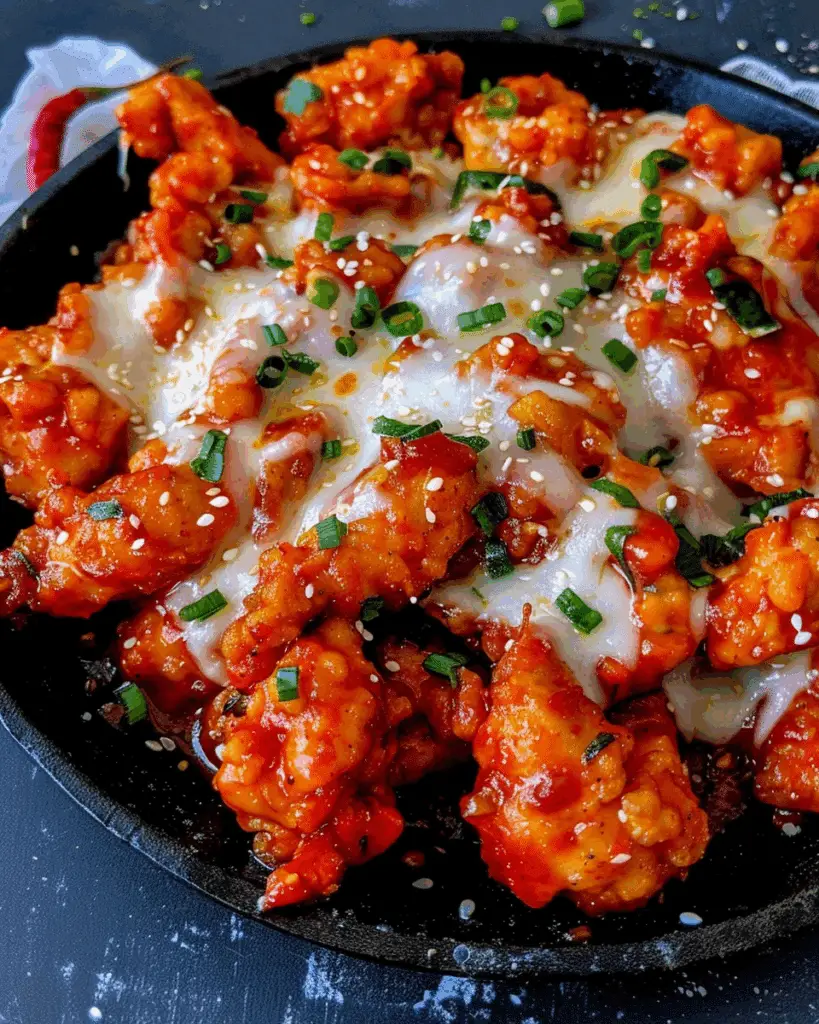 Korean Fire Chicken With Cheese (Cheese Buldak)