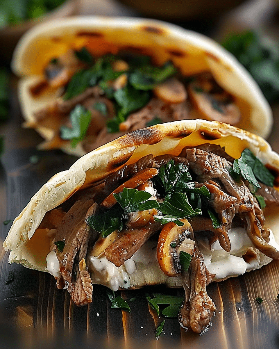 Savory Beef & Mushroom Stuffed Pita Pockets