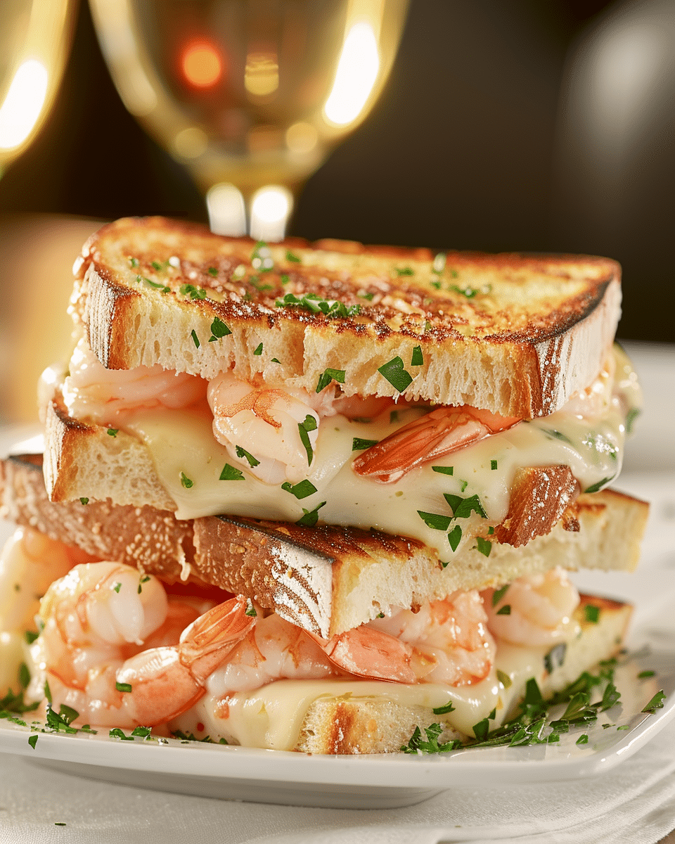 Ultimate Shrimp Grilled Cheese with Garlic Bread