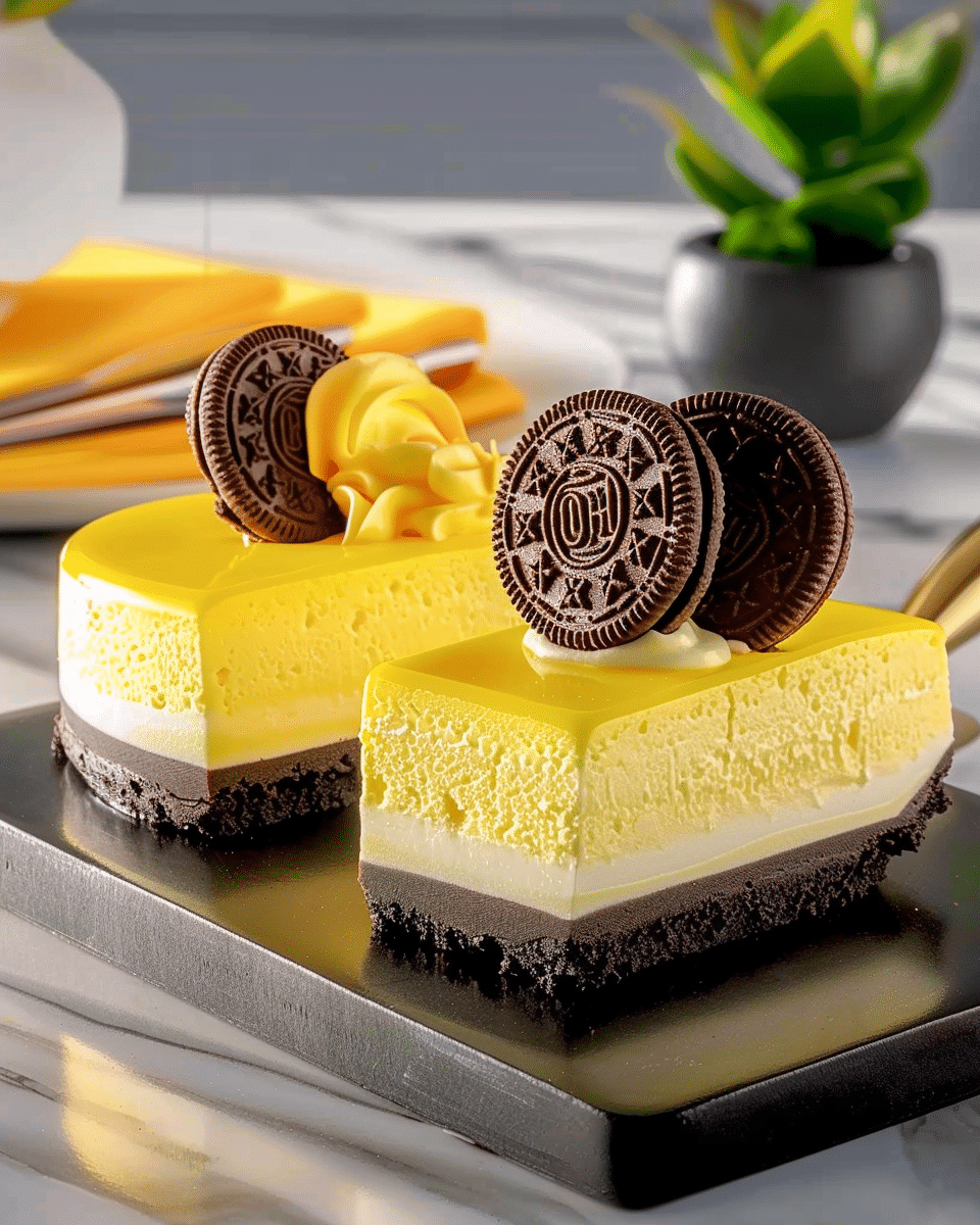 Yellow Velvet Cheesecake With Oreo Base