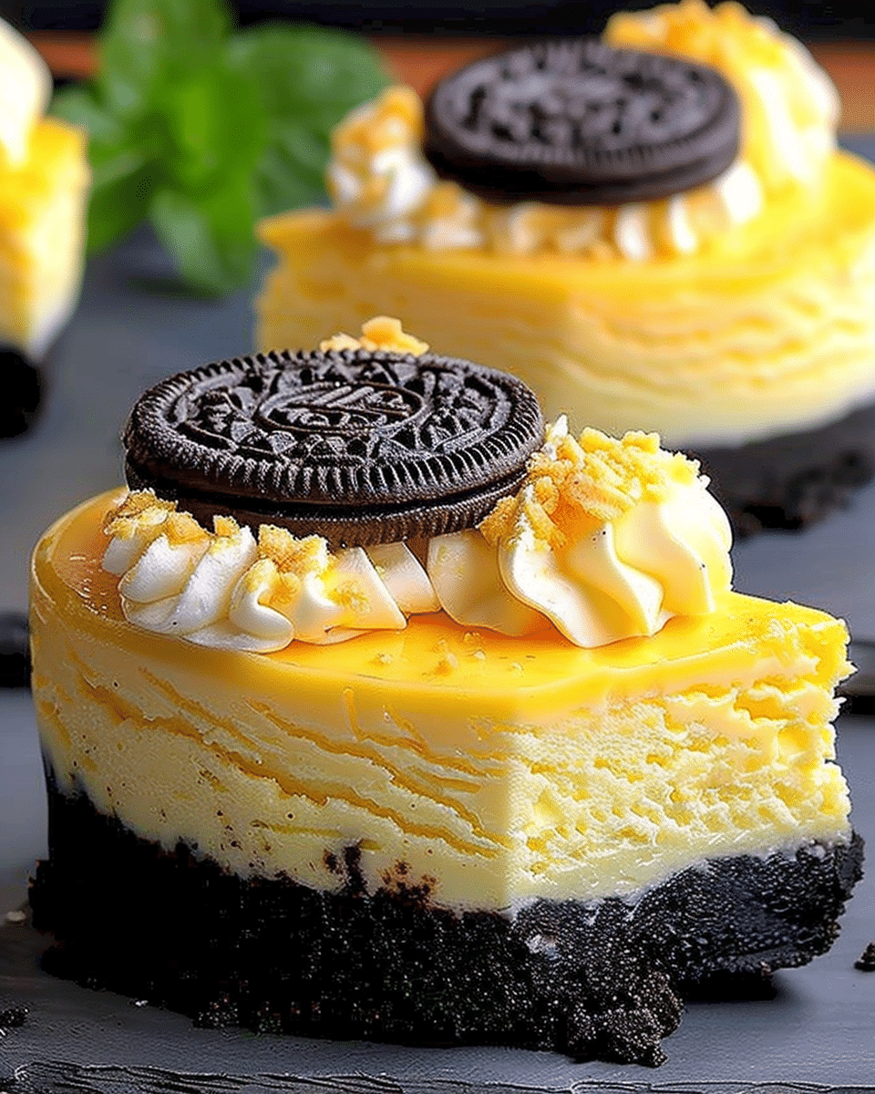 Yellow Velvet Cheesecake With Oreo Base