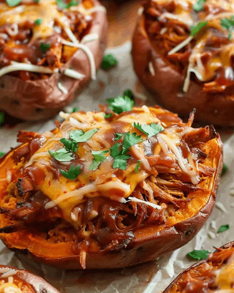 BBQ Chicken Stuffed Sweet Potatoes