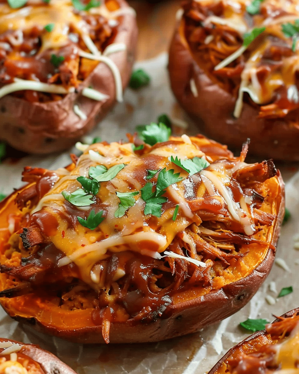 BBQ Chicken Stuffed Sweet Potatoes