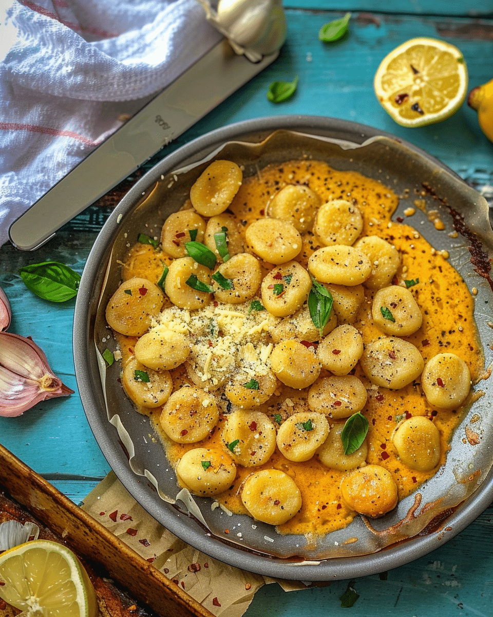 Sheet Pan Gnocchi with Roasted Red Pepper Sauce