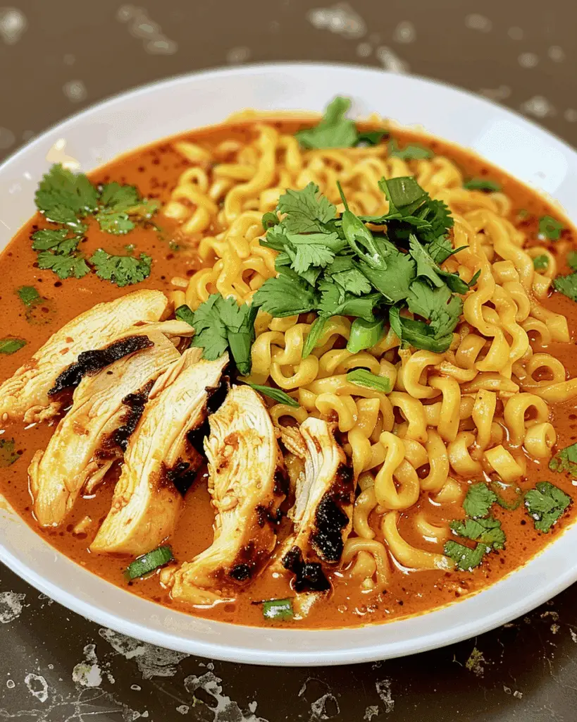 Spicy Chicken Ramen in Creamy Garlic Sauce