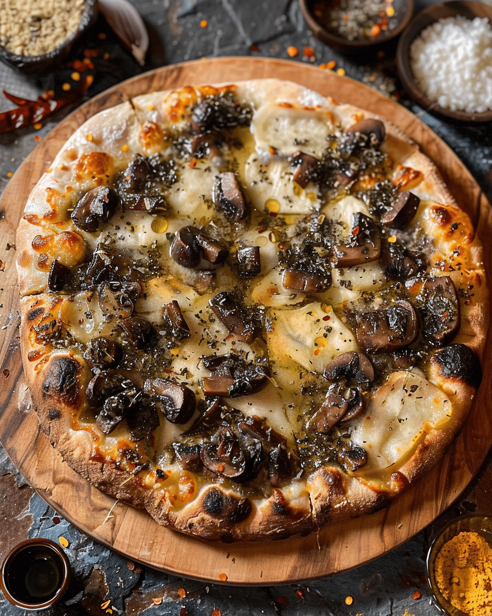 Wild Mushroom Cheese Pizza With Truffle Oil