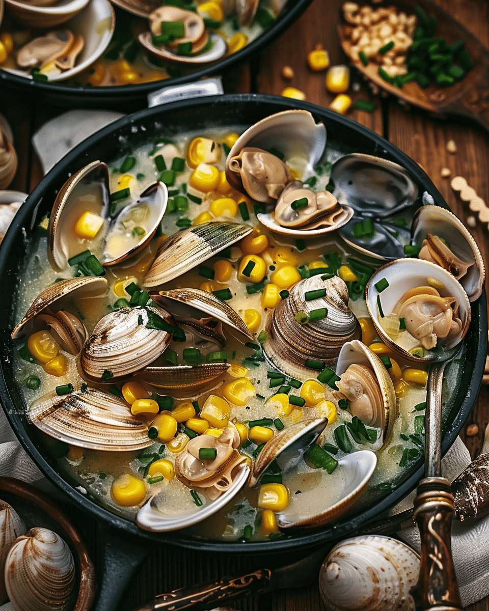 Clam Chowder With Fresh Corn And Chives