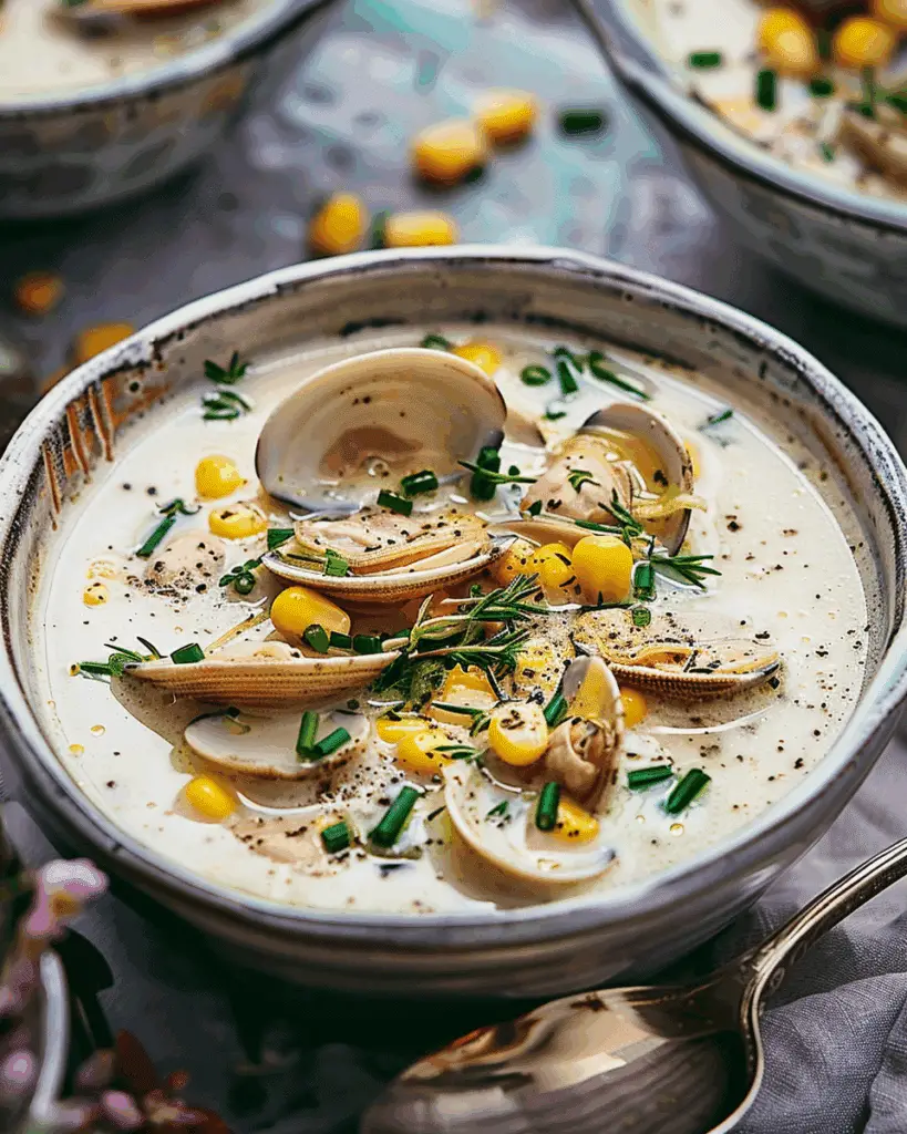 Clam Chowder With Fresh Corn And Chives