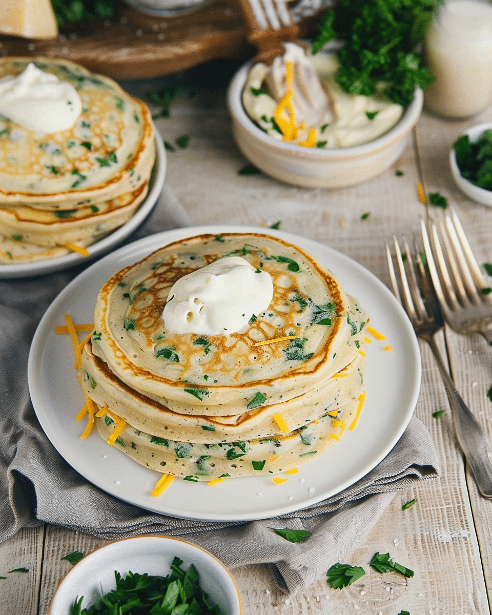 Cheddar Parsley Savory Pancakes