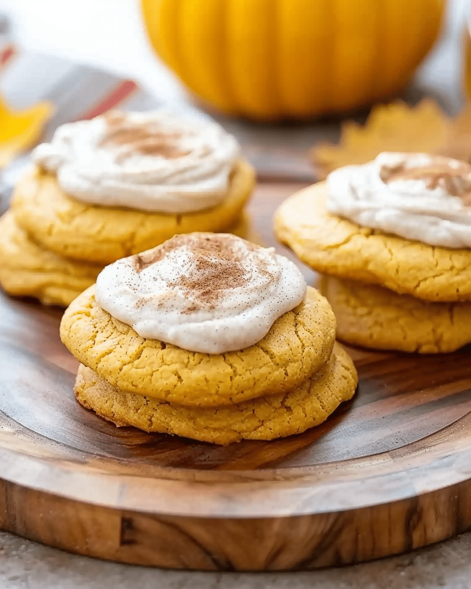 Soft Pumpkin Cookies with Cinnamon Frosting