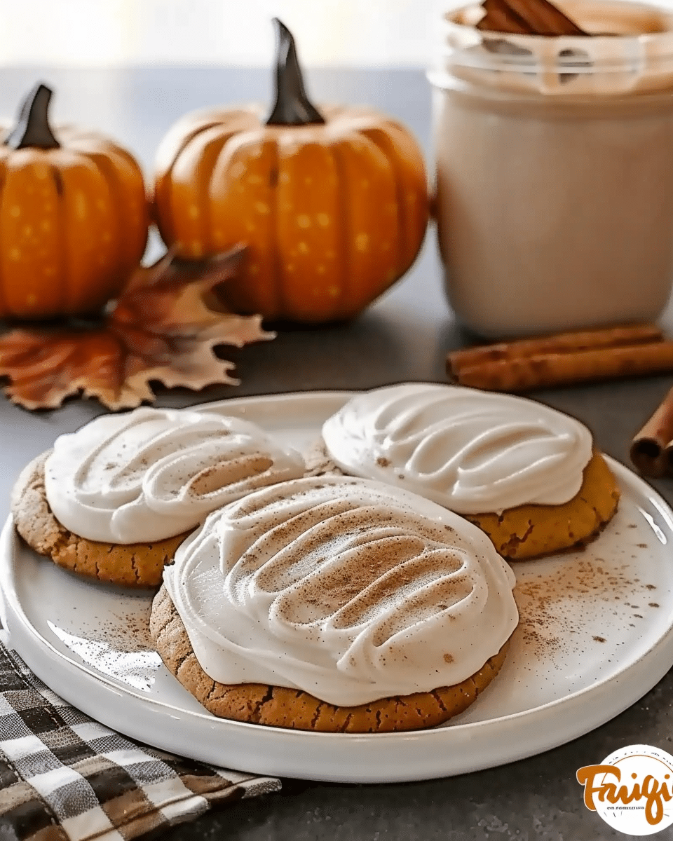 Soft Pumpkin Cookies with Cinnamon Frosting