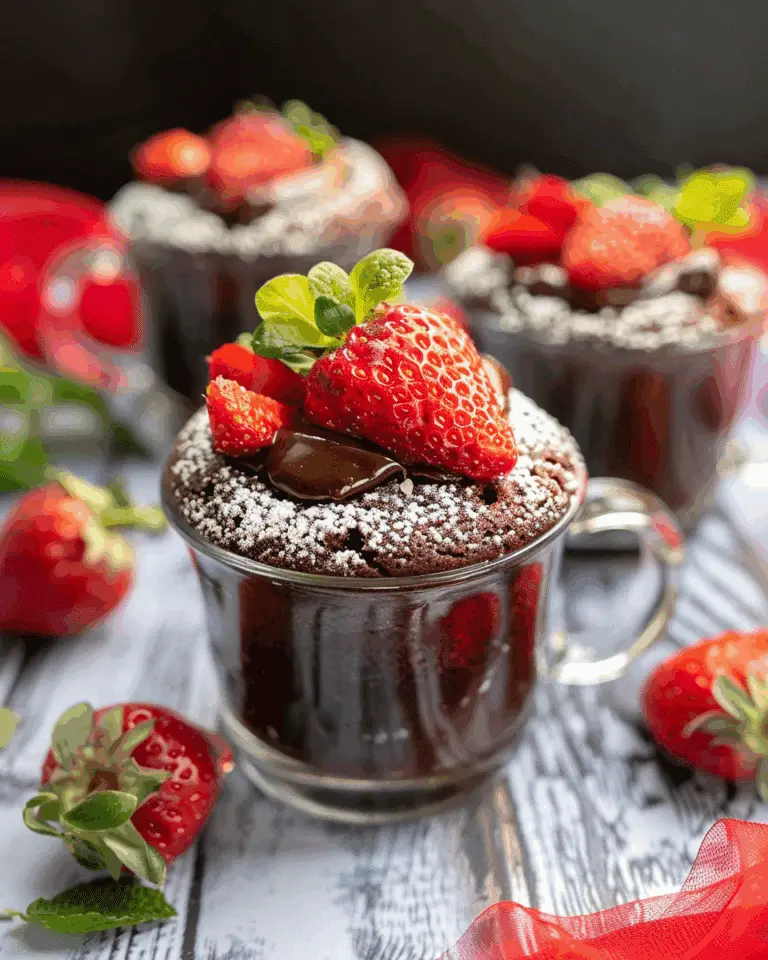 Easy Chocolate Strawberry Mug Cakes for Two