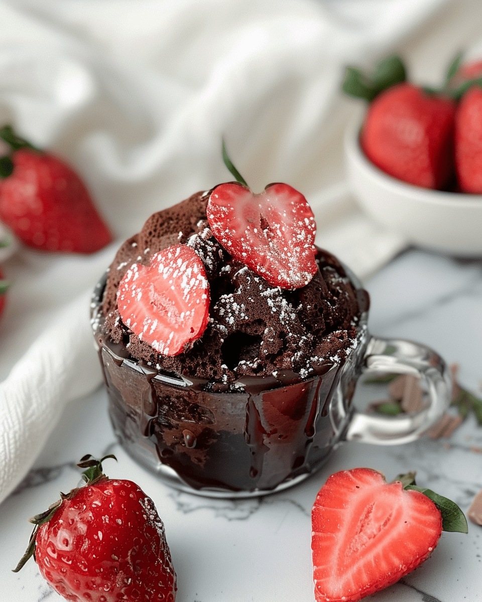 Easy Chocolate Strawberry Mug Cakes for Two