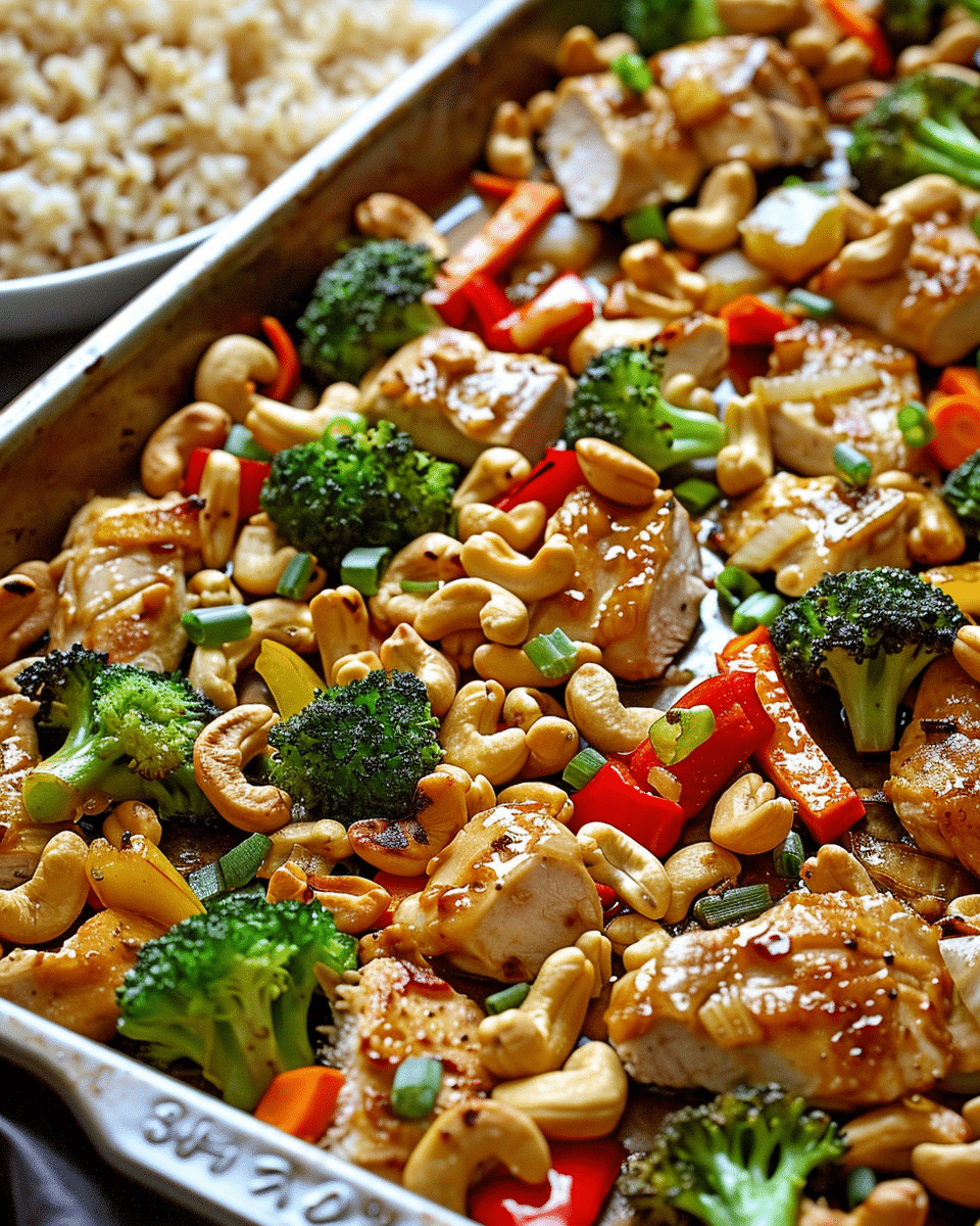 Easy Sheet Pan Cashew Chicken