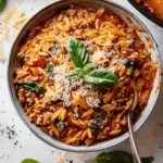 Ground Beef Orzo With Tomato Cream Sauce