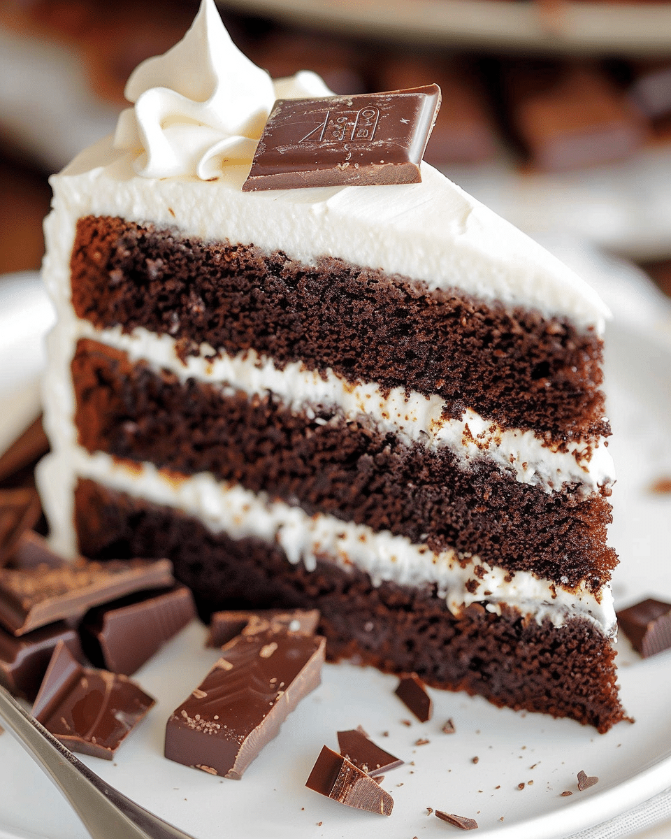 Hot Chocolate Layer Cake With Marshmallow Buttercream And Chocolate Fudge Sauce