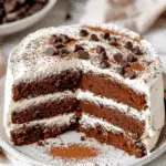 Hot Chocolate Layer Cake With Marshmallow Buttercream And Chocolate Fudge Sauce