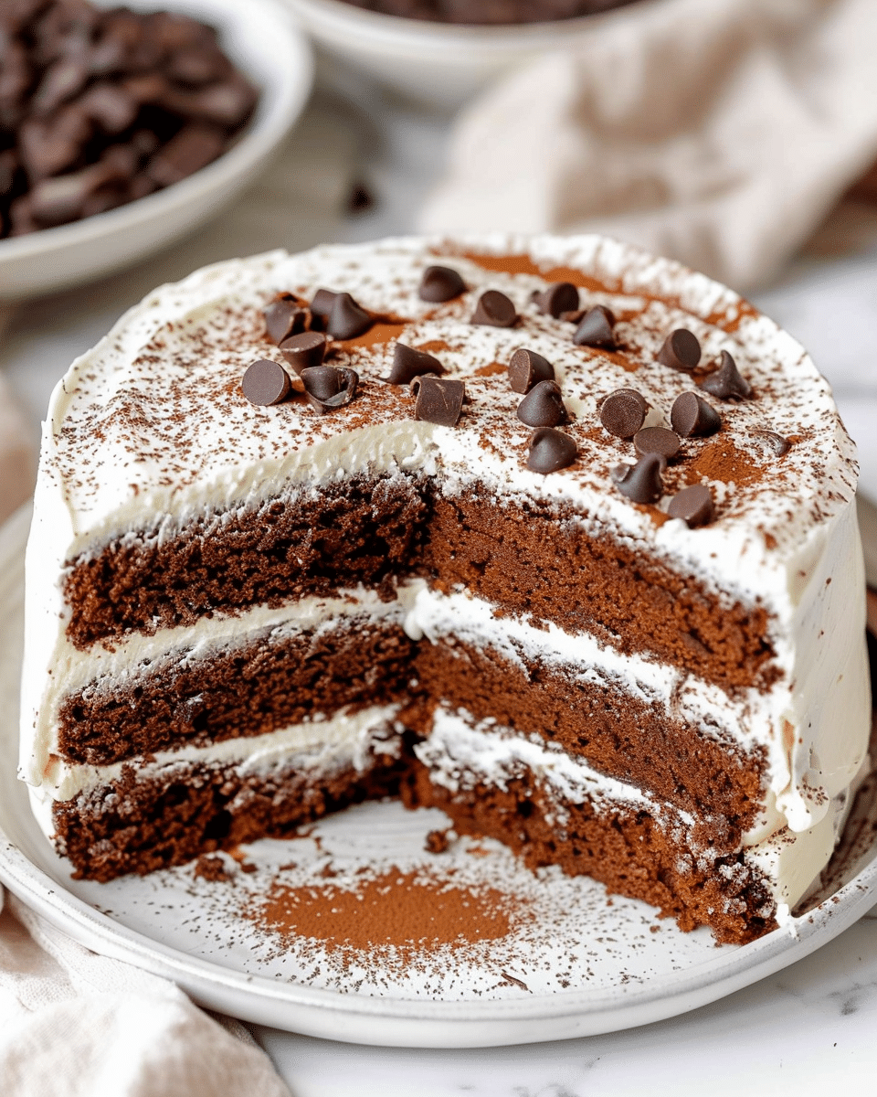 Hot Chocolate Layer Cake With Marshmallow Buttercream And Chocolate Fudge Sauce
